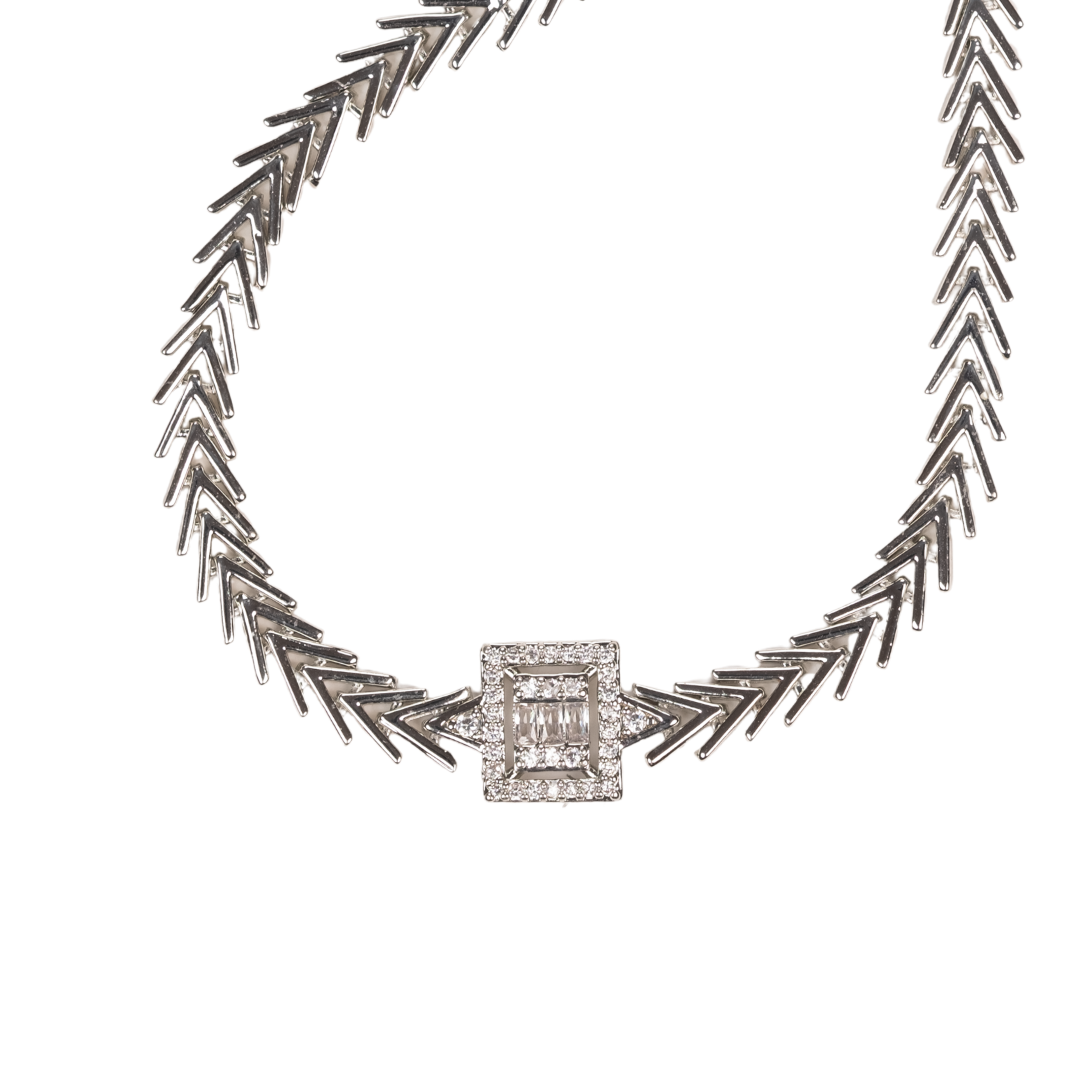 baget taşlı ok kolye silver rodyum kaplama | kuan jewelry