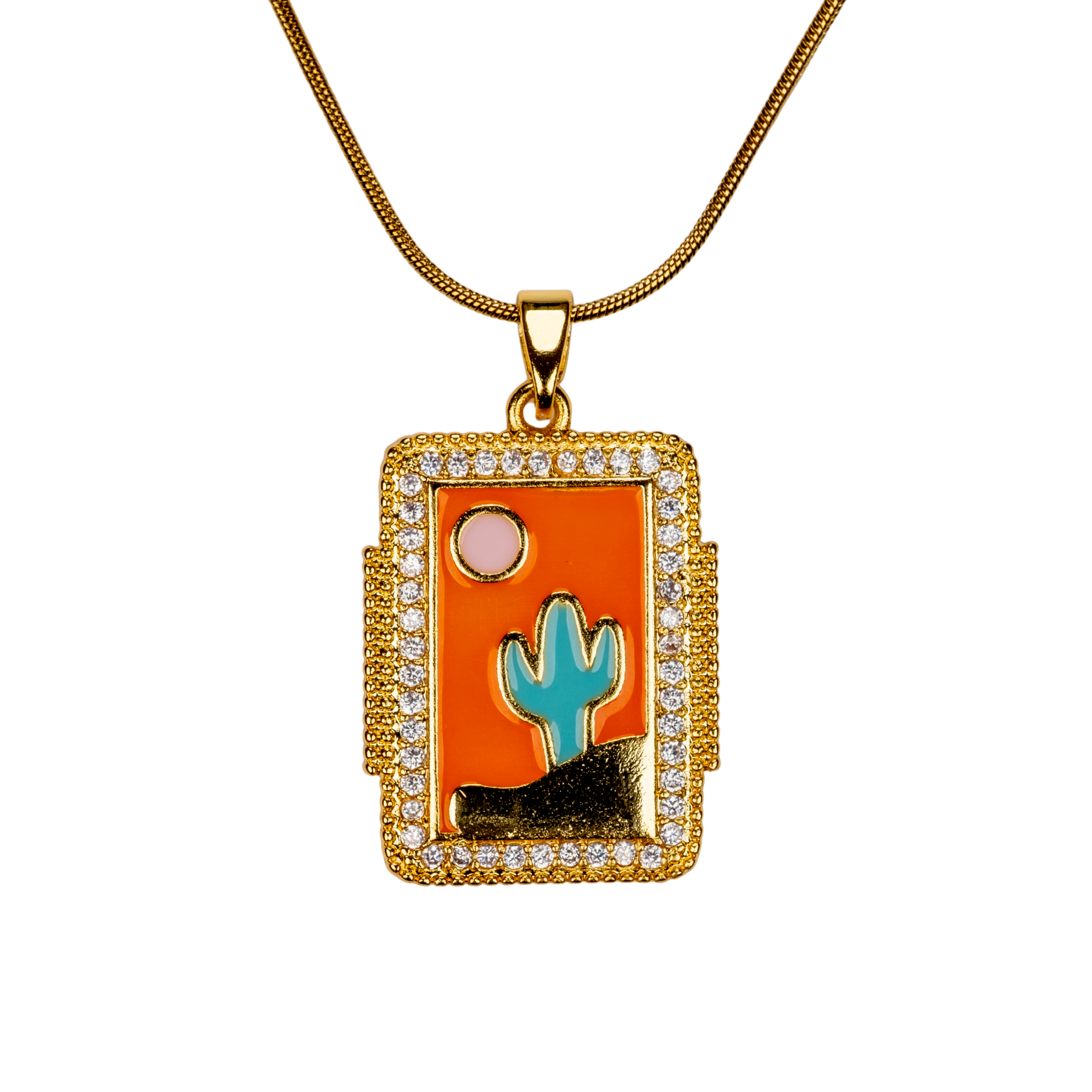 çöl güneşi kolye - paslanmaz çelik mine işlemeli gold takı | kuan jewelry