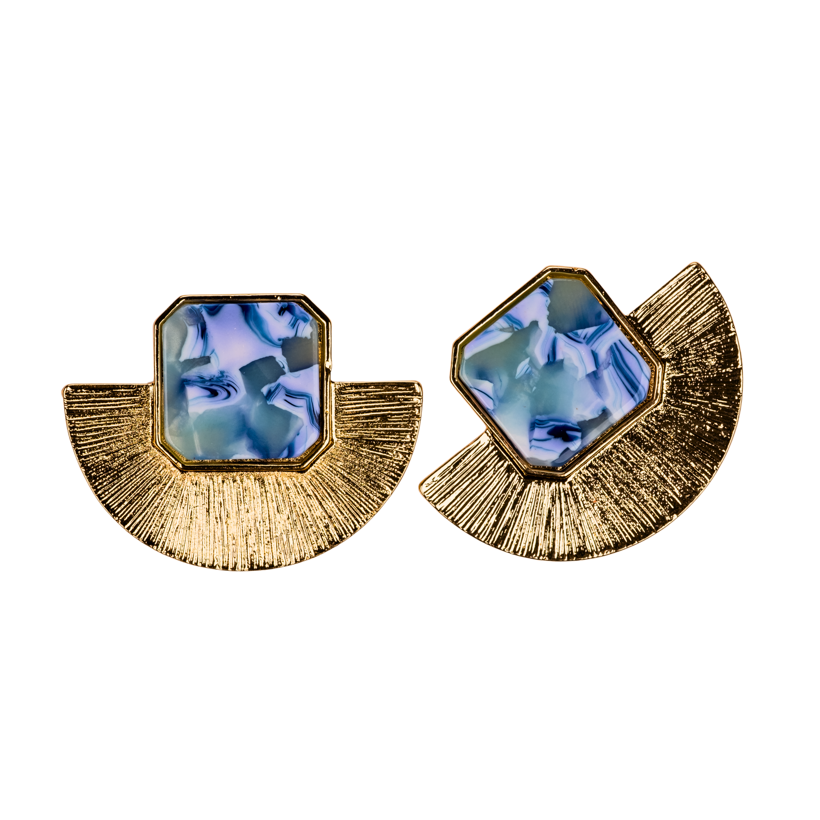 mavi mermer taşlı yelpaze küpe | kuan jewelry