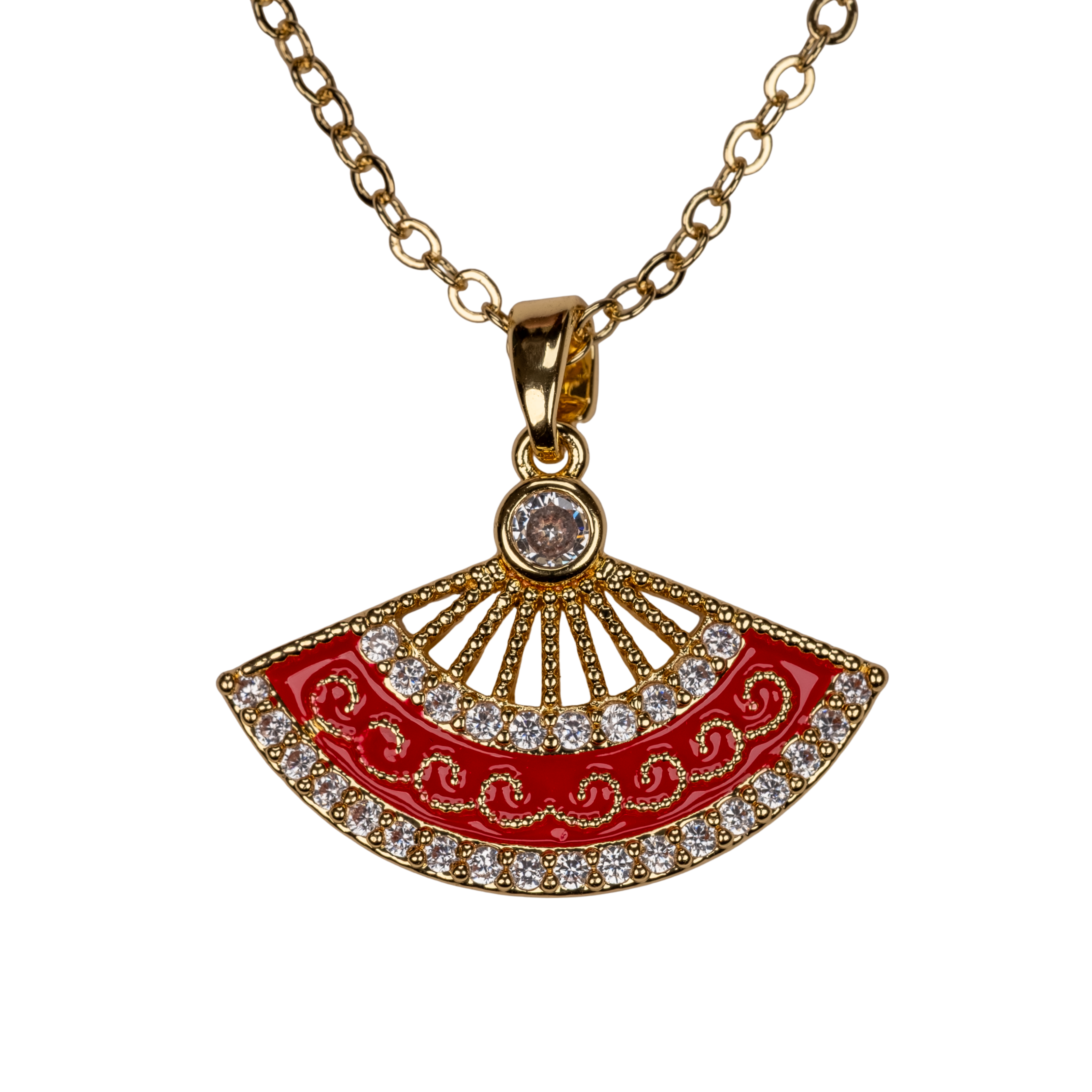 yelpaze kolye model üzerinde – renkli zarif takı | kuan jewelry