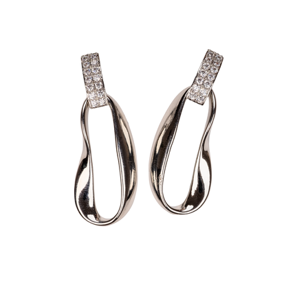 asimetrik taşlı küpe silver kaplama, modern zirkon detaylı küpe | kuan jewelry