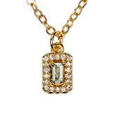 baget kesim kolye detay – dikdörtgen taş ve taşlı çerçeve | kuan jewelry