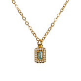 baget taş kolye – paslanmaz çelik gold kaplama halo zirkon | kuan jewelry