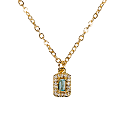 baget taş kolye – paslanmaz çelik gold kaplama halo zirkon | kuan jewelry