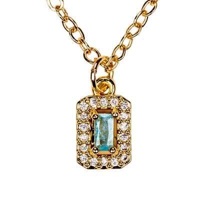 baget taş kolye – paslanmaz çelik gold kaplama halo zirkon | kuan jewelry