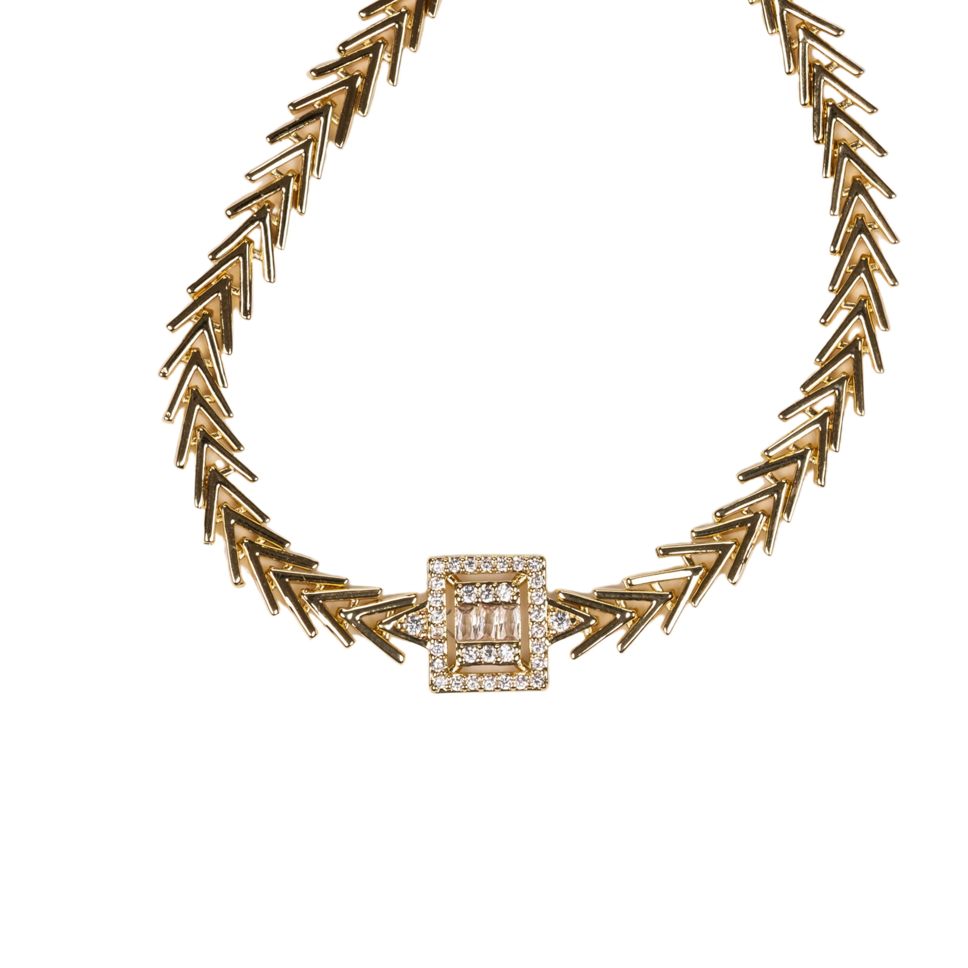 baget taşlı ok kolye – 14k altın kaplama zirkon taşlı | kuan jewelry