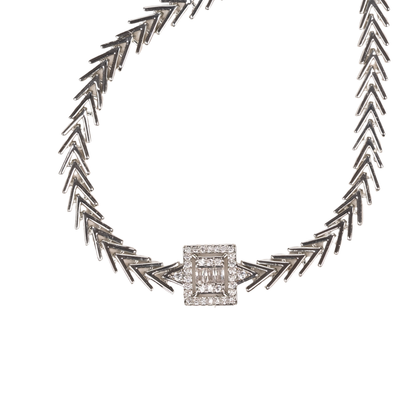 baget taşlı ok kolye silver rodyum kaplama | kuan jewelry