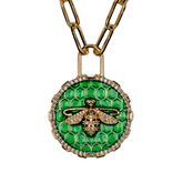 bal peteği desenli arı kolye – taşlı gold madalyon tasarımı | kuan jewelry