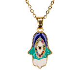 fatmanın eli gold kaplama zirkon taş kolye - gold kaplama zirkon taşlı takı | kuan jewelry