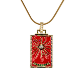 güneş ışıltısı kolye kırmızı - gold kaplama zarif model | kuan jewelry