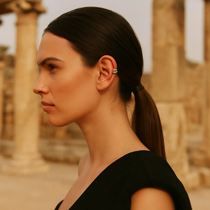 gold ear cuff – üçlü halka tasarım | kuan jewelry