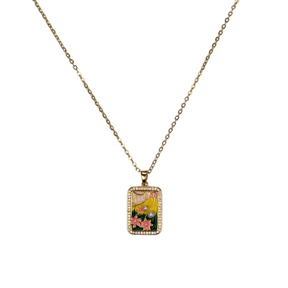 çiçek bahçesi kolye – gold paslanmaz çelik mine detaylı | kuan jewelry