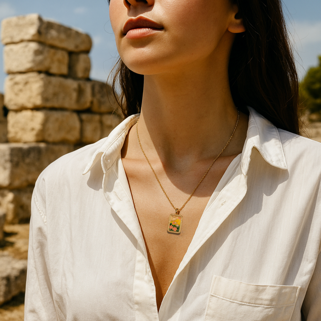 çiçek bahçesi kolye – gold paslanmaz çelik mine detaylı | kuan jewelry