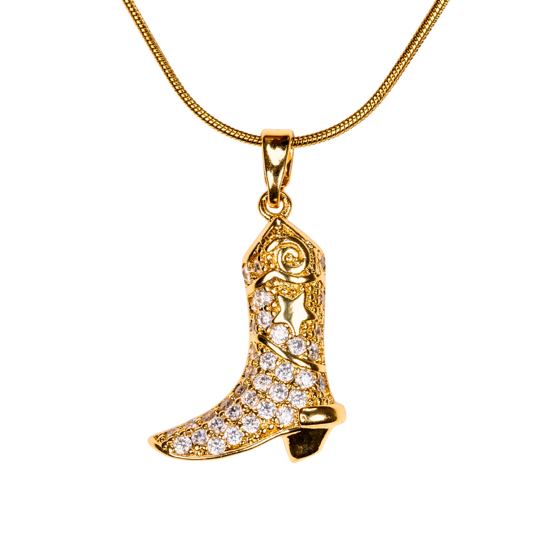 kovboy çizmesi kolye – paslanmaz çelik gold kaplama zirkon taşlı takı | kuan jewelry