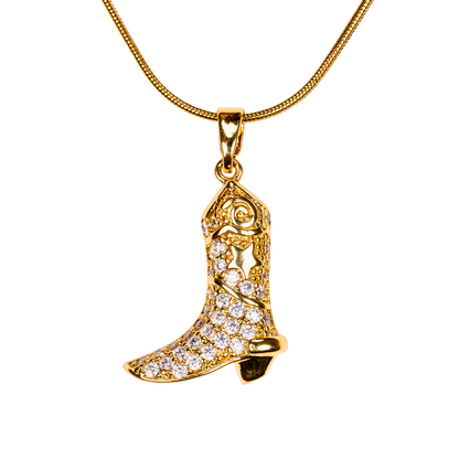 kovboy çizmesi kolye – paslanmaz çelik gold kaplama zirkon taşlı takı | kuan jewelry
