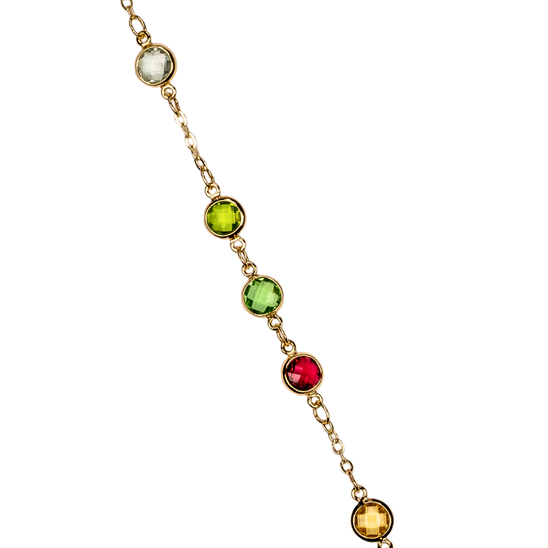 kuan jewelry renkli taş bileklik, gold zincirli çok renkli cam taşlı bileklik