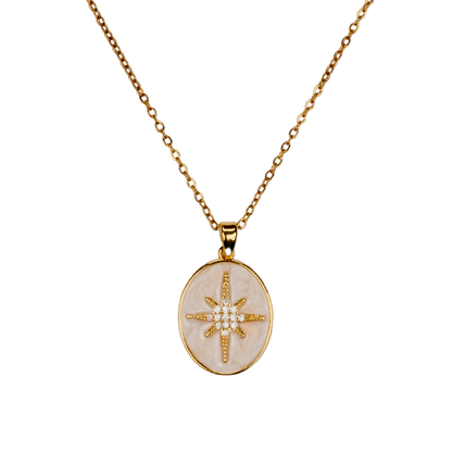 kutup yıldızı kolye detay - sedef yüzeyli zarif model | kuan jewelry