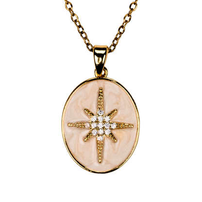 kutup yıldızı kolye detay - sedef yüzeyli zarif model | kuan jewelry