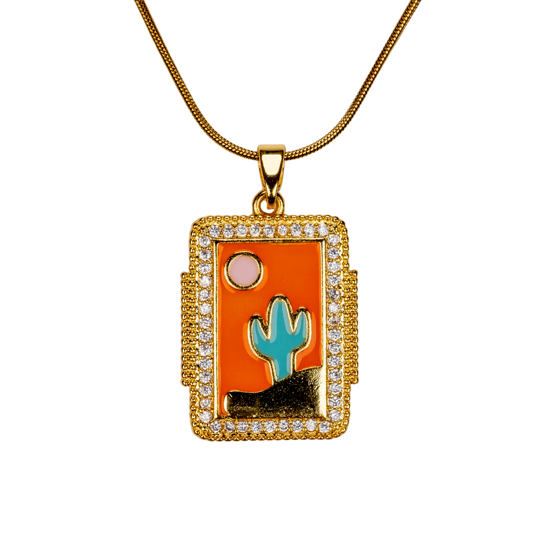 çöl güneşi kolye - paslanmaz çelik mine işlemeli gold takı | kuan jewelry