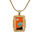 çöl güneşi kolye - paslanmaz çelik mine işlemeli gold takı | kuan jewelry