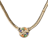 madalyon pusula kolye - renkli taşlı gold takı | kuan jewelry