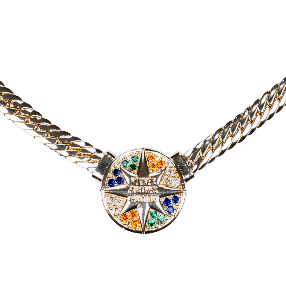 madalyon pusula kolye detay - örgü zincirli zarif model | kuan jewelry