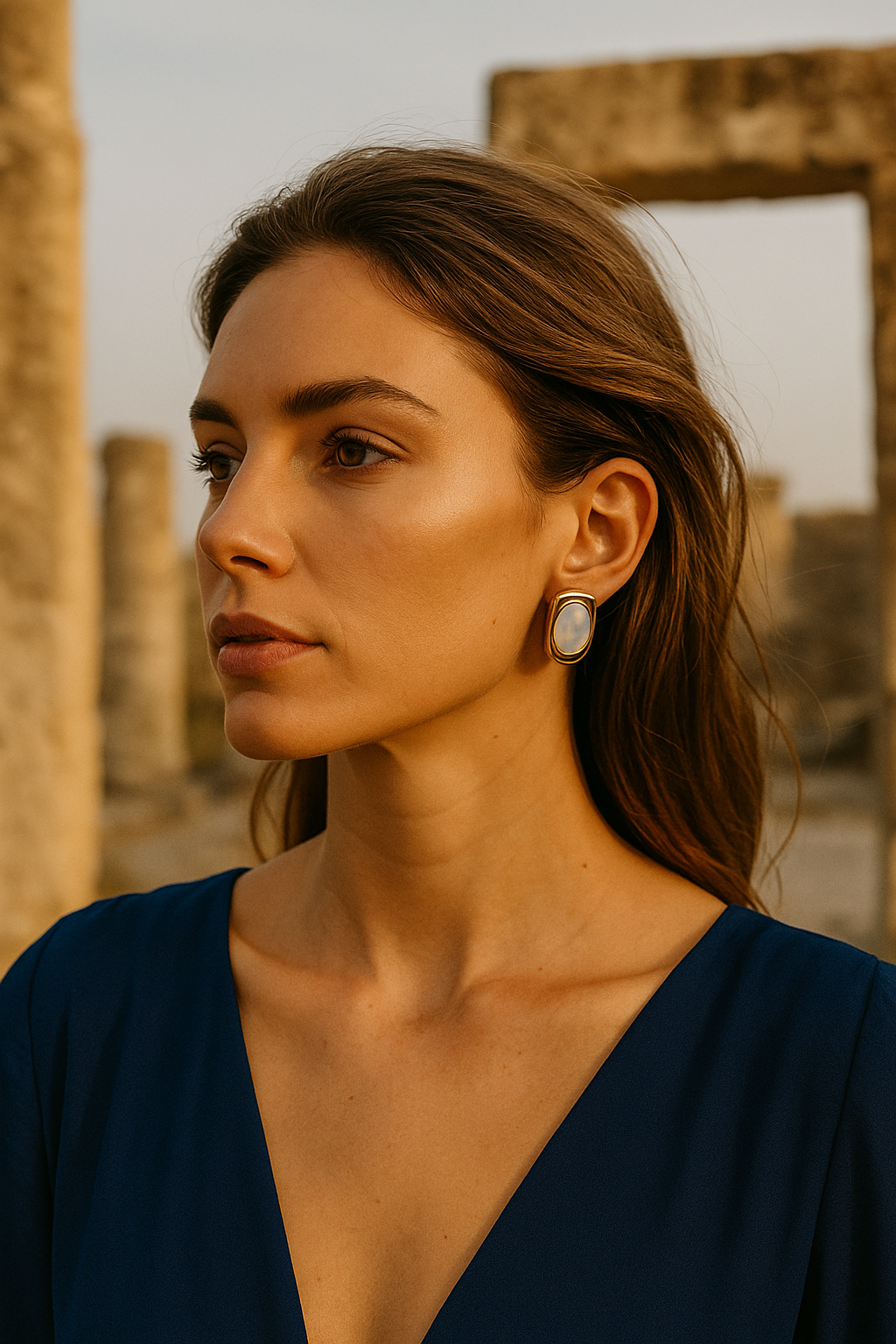 minimal gold sedef küpe, zarif takı modeli, klasik modern küpe stili | kuan jewelry