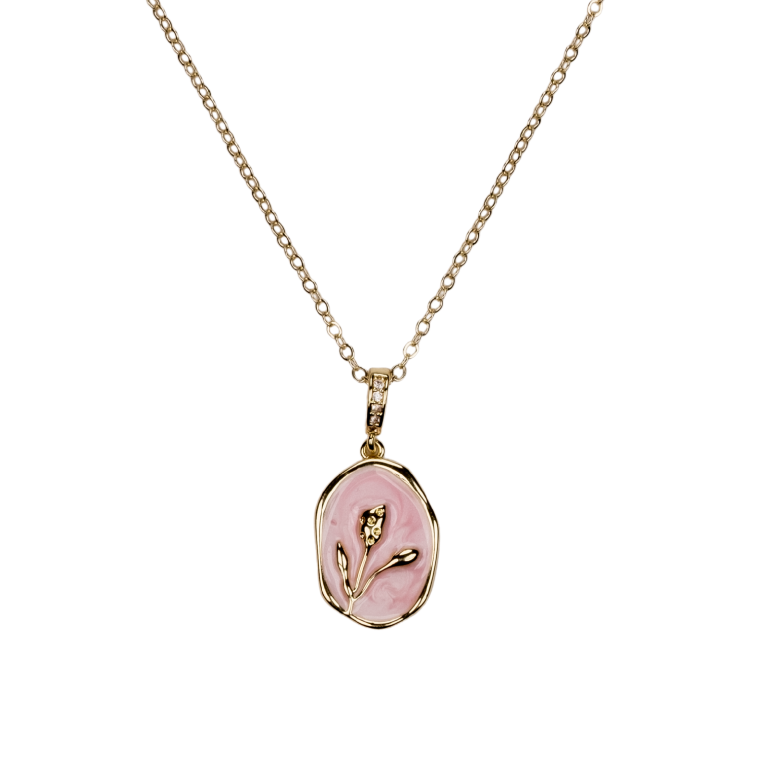 minimal lale kolye detay – zarif lale motifi oval tasarım | kuan jewelry