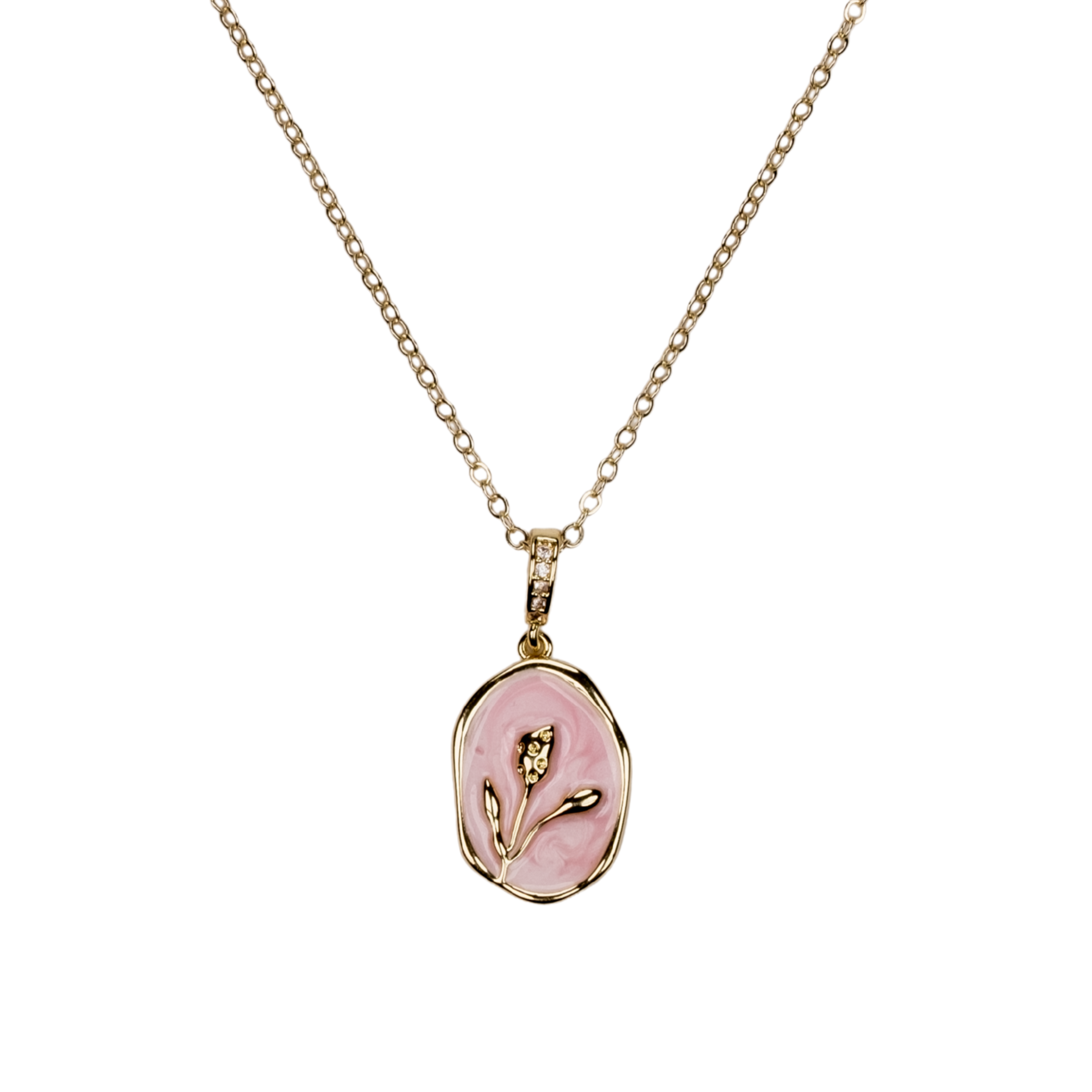 minimal lale kolye detay – zarif lale motifi oval tasarım | kuan jewelry