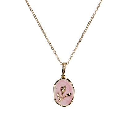 minimal lale kolye detay – zarif lale motifi oval tasarım | kuan jewelry