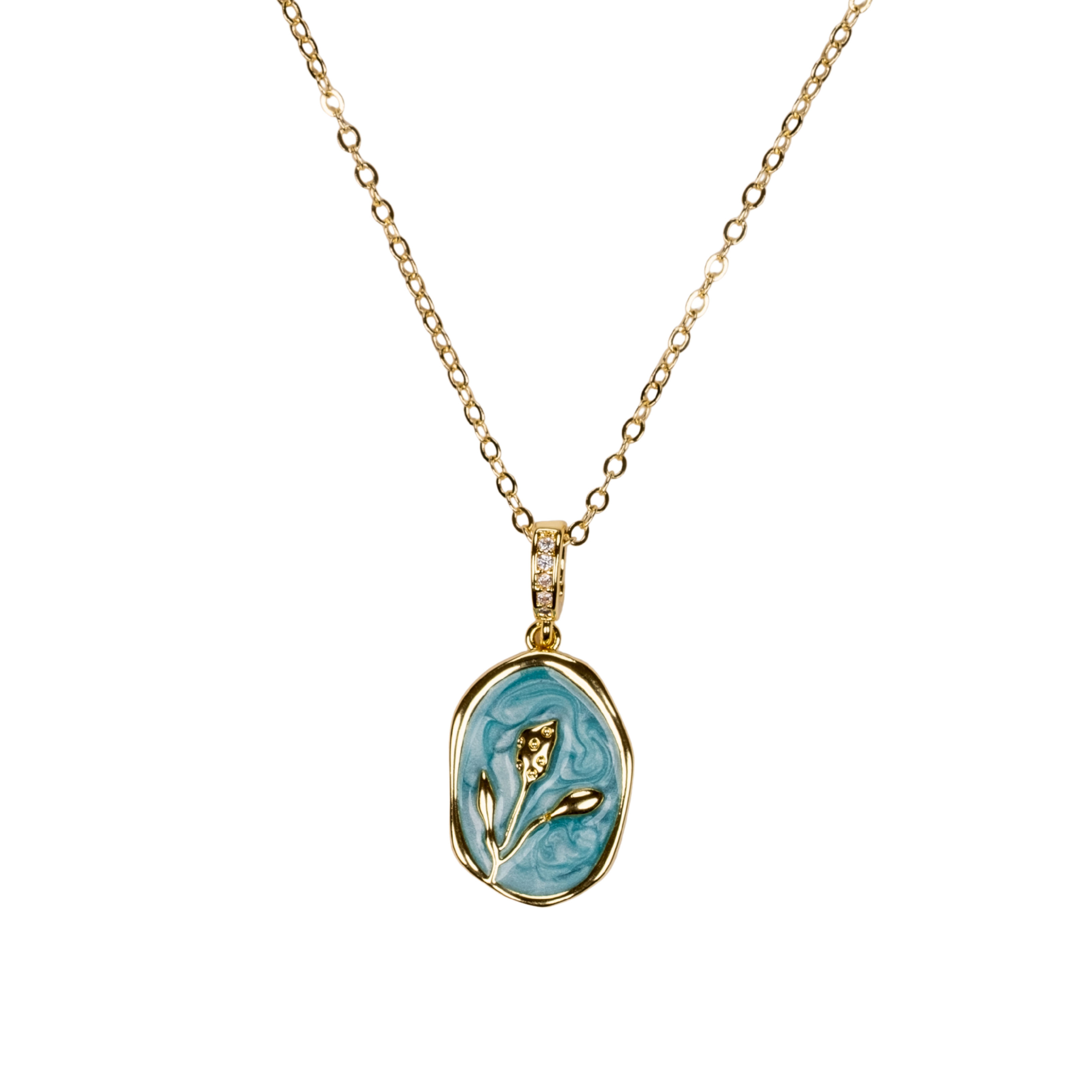 minimal lale kolye detay – zarif lale motifi oval tasarım | kuan jewelry