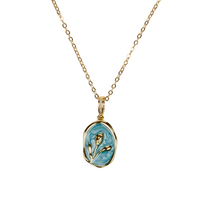 minimal lale kolye detay – zarif lale motifi oval tasarım | kuan jewelry