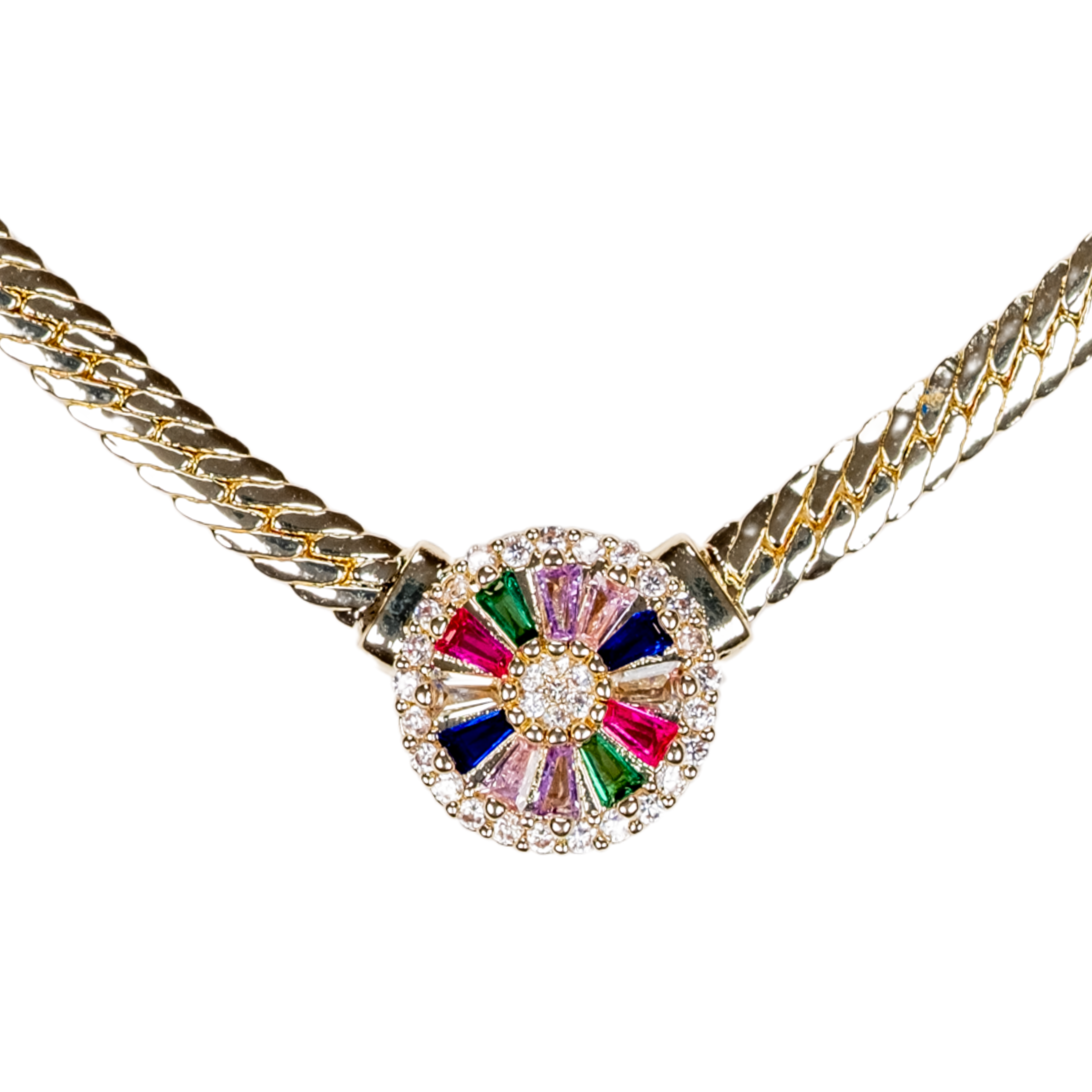 renk çemberi kolye - paslanmaz çelik renkli zirkon taşlı takı | kuan jewelry