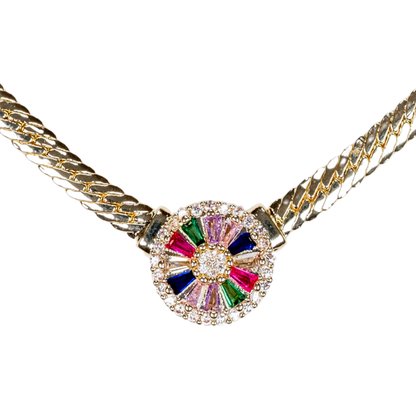 renk çemberi kolye - paslanmaz çelik renkli zirkon taşlı takı | kuan jewelry