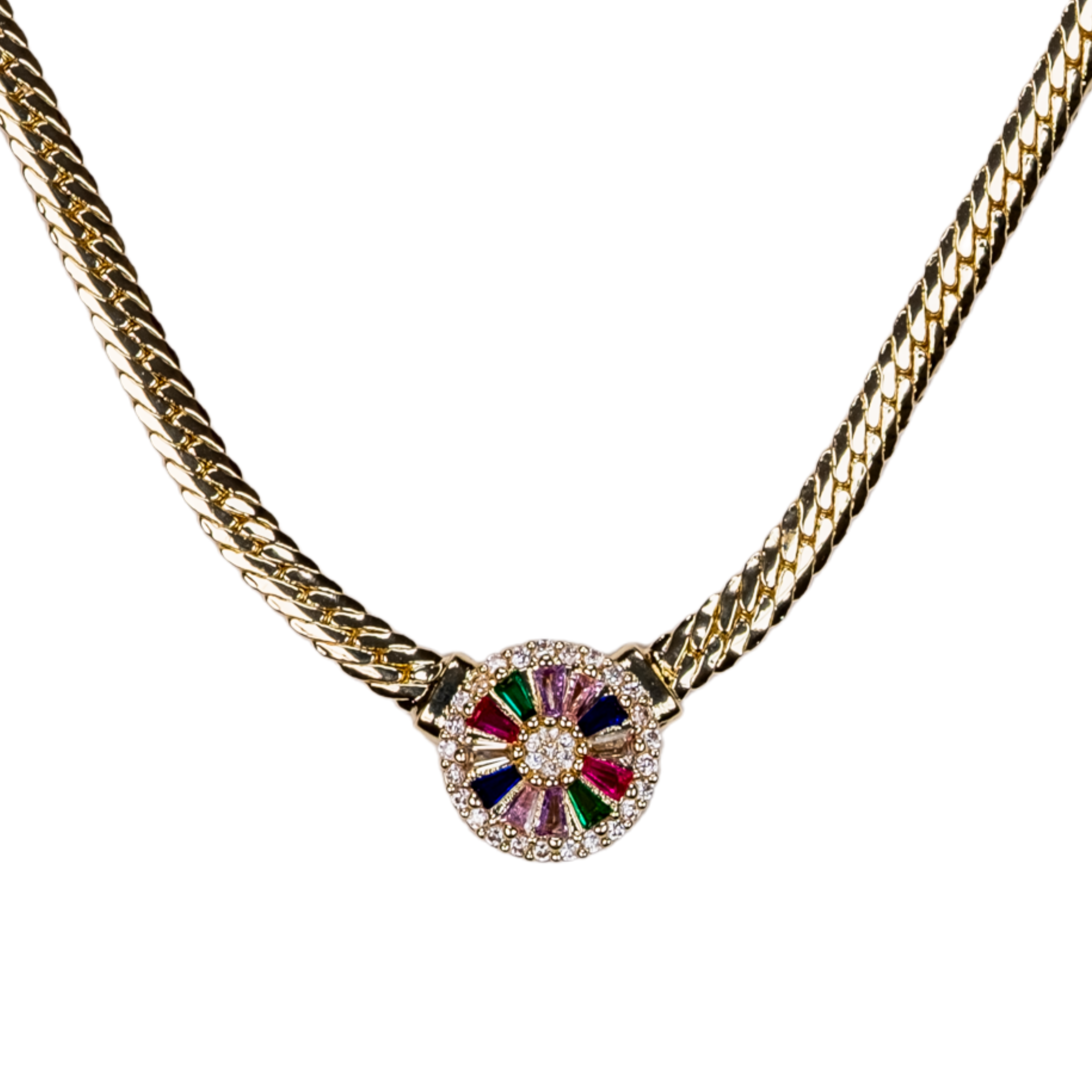 renk çemberi kolye detay - gold örgü zincirli zarif model | kuan jewelry