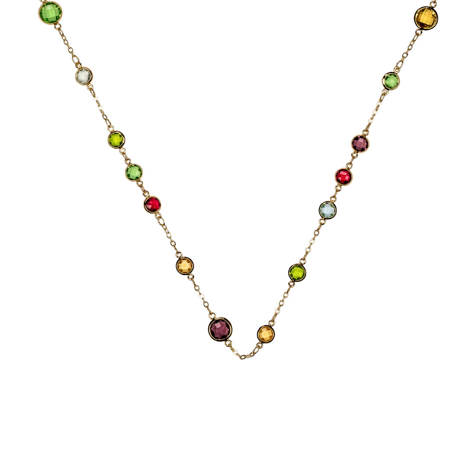 renkli taşlı kolye – gold paslanmaz çelik zirkon taş detaylı | kuan jewelry