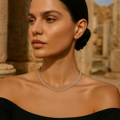 su yolu kolye - silver gold kaplama paslanmaz çelik zirkon taşlı takı | kuan jewelry