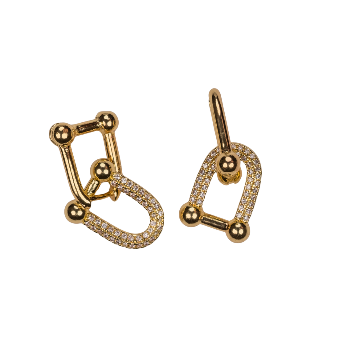 tiffany taşlı küpe gold kaplama, zirkon taşlı modern küpe | kuan jewelry