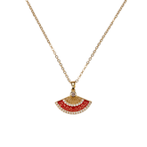 yelpaze kolye – paslanmaz çelik gold kaplama mine detaylı | kuan jewelry