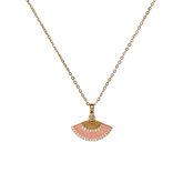 yelpaze kolye – paslanmaz çelik gold kaplama mine detaylı | kuan jewelry